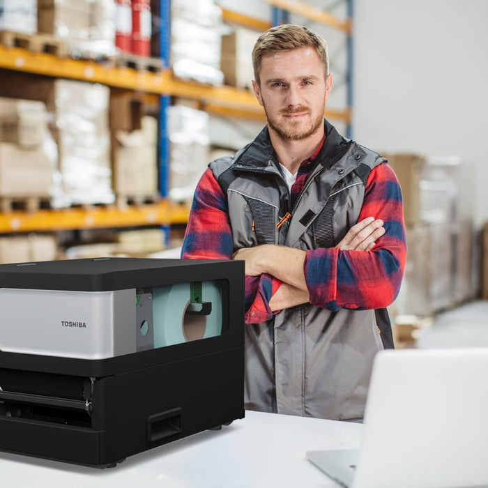 BX620T wide-format label printer in warehouse environment