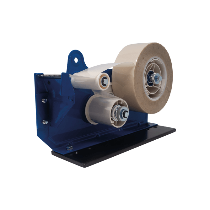 4163 is a heavy-duty double-sided tape dispenser with a weighted base, adjustable brake, corrugated blade, and gear-driven rewind system. Ideal for industrial, assembly, and packaging use. Suitable for tape up to 50mm wide.