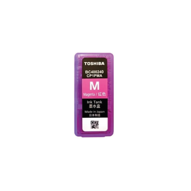 Toshiba ink tank with magenta color on a white background