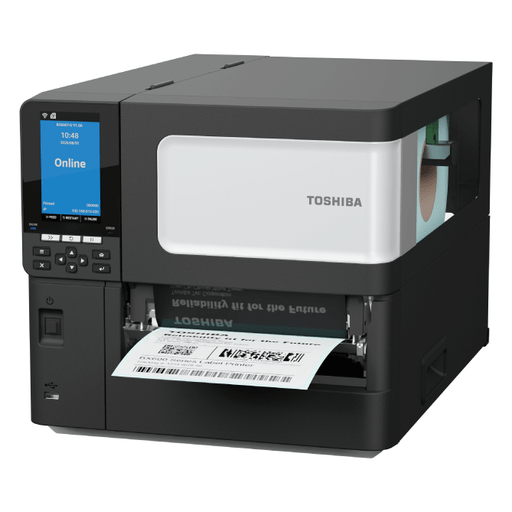 Toshiba label printer on a white background