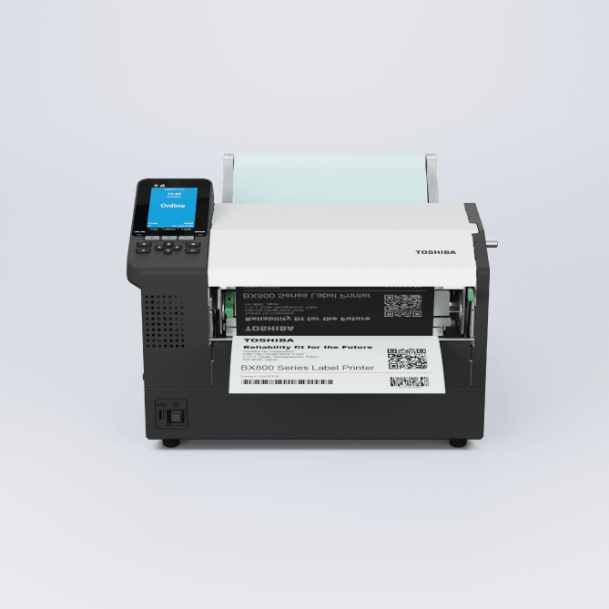Toshiba label printer on a white background