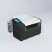 Label printer with a display on a light gray background