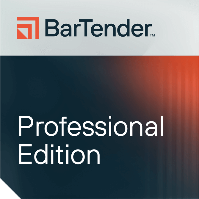 BarTender Professional Edition logo on a gradient background