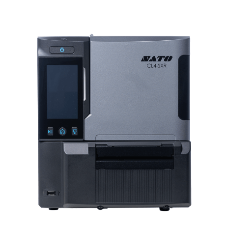 A modern desktop 3D printer, model CL4-SXR by NATO, shown from a front-facing perspective against a solid white background. The device features a dark gray and black color scheme with a digital touch screen on the left side and the NATO brand logo on the right.