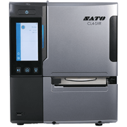 A silver and black SATO CL4-SXR industrial label printer with a front display screen, shown on a plain white background.