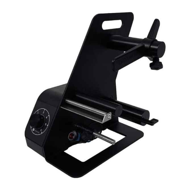 Black metal clamp with multiple attachments on a white background