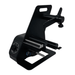 Black metal tool holder with various tools on a white background