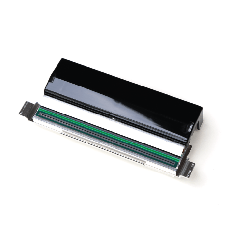Black and transparent roller with green strip on a white background