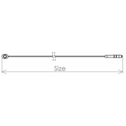 Measurement chart with a straight line and labeled 'Size' on a white background