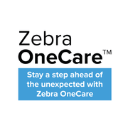 Zebra OneCare logo with a blue banner reading 'Stay a step ahead of the unexpected with Zebra OneCare' on a white background.