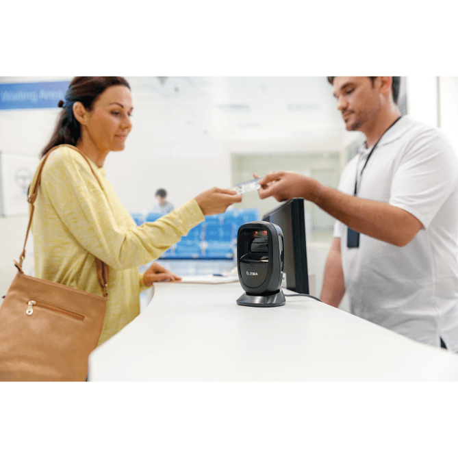 Zebra DS9308-SR Hands Free Presentation Scanner in a Shop Enviroment