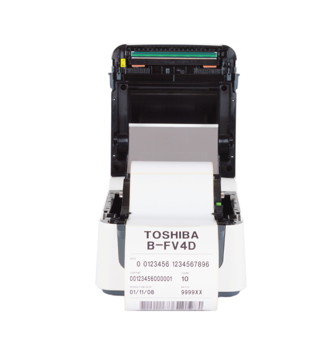 The Toshiba B-FV4 printer series is designed to be the perfect silent office helper, small enough to fit into the tightest of spaces with the flexibility to integrate into any environment. Stylish and sleek, yet rugged and powerful, with print speeds of up to 6ips.
