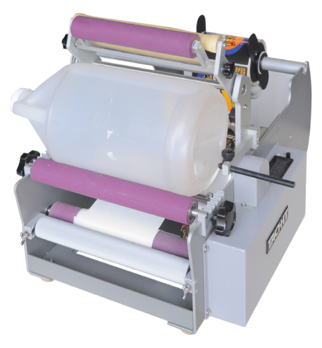 The BL-200 label applicator will put a label onto virtually any round product. The BL-200 uses a three roller system, pinching the product accurately to ensure a smooth rotation and application or the label.