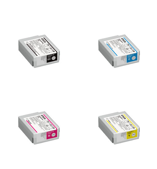 Epson ColorWorks C4000e Ink Cartridge Set CMYK  1 each of Black, Cyan, Magenta & Yellow