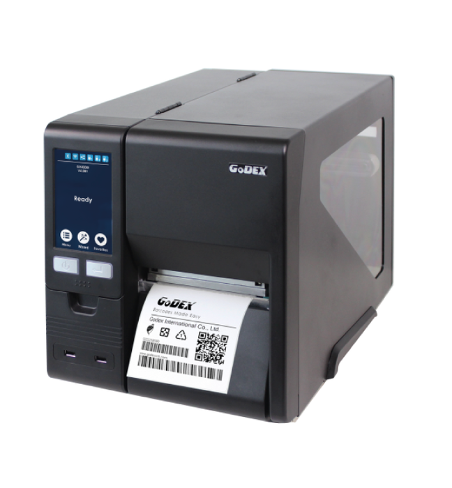 GODEX GX4000i Ultra-high speed Industrial Thermal Printer with an intuitive 5” video touch screen.