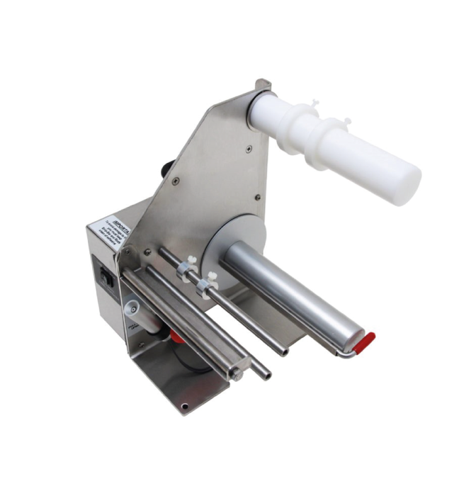 The LD-300-U-SS uses a peel and present design with the latest photoelectric sensor technology to dispense all types of labels. A special reflective sensor sits below the label and reliably senses the leading edge of you label. As the operator picks up a label, the next one is automatically and instantly advanced.