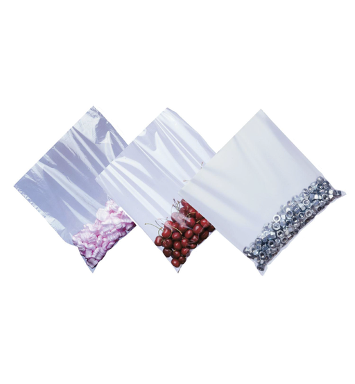 Clear polythene bags with single opening on short edge, for heavy duty applications