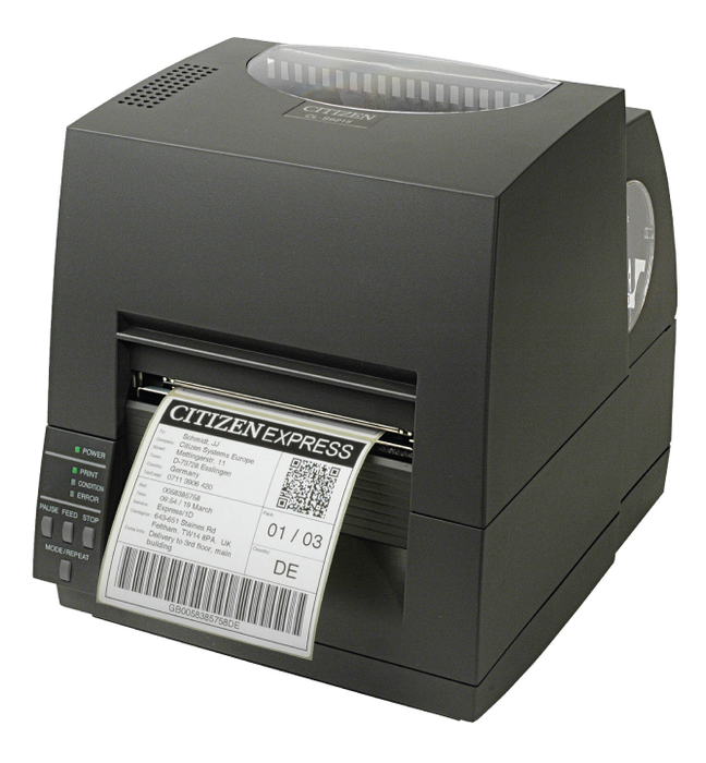 The Citizen CL-S621II is a precision engineered, fast and easy-to-use unit that includes all the capabilities of the CL-S521II plus the option to print in both direct thermal and thermal transfer modes.   The printer also features Citizen’s Hi-Lift™ metal mechanism and the innovative ARCP™ anti-wrinkle and automatic tensioning system.  ZPL2®, Datamax® and EPL2® emulations Cross-Emulation™ enables automatic recognition of ZPL® and Datamax® Internal Power Supply Easy media loading