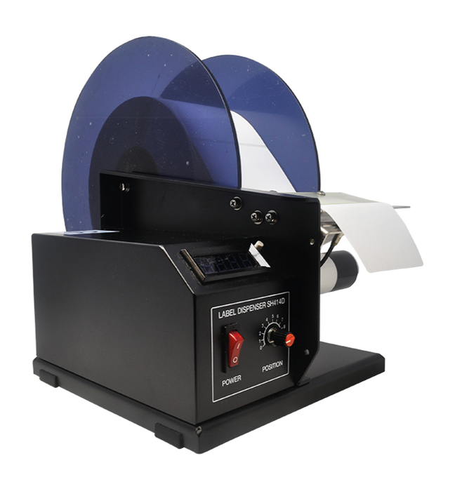 The SH-414D comprises a 150mm wide dispenser which automatically peels, releases and advances all types of butt-cut and die-cut, labels, including transparent material..